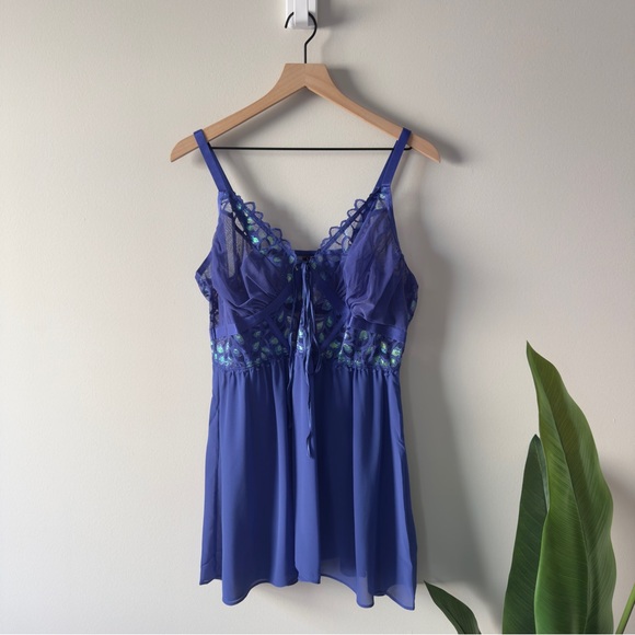 Torrid Aphrodite Lace No Wire Babydoll Blue Slip Adjustable Spaghetti Straps NWT - Picture 4 of 10